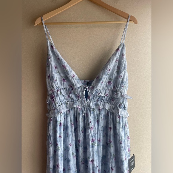 New Lulus Women Floral Blue Maxi Dress Size XL - Picture 2 of 10